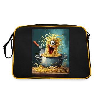 Spaghetti Monster - Retro Tasche - Schwarz/Gold - Hinten