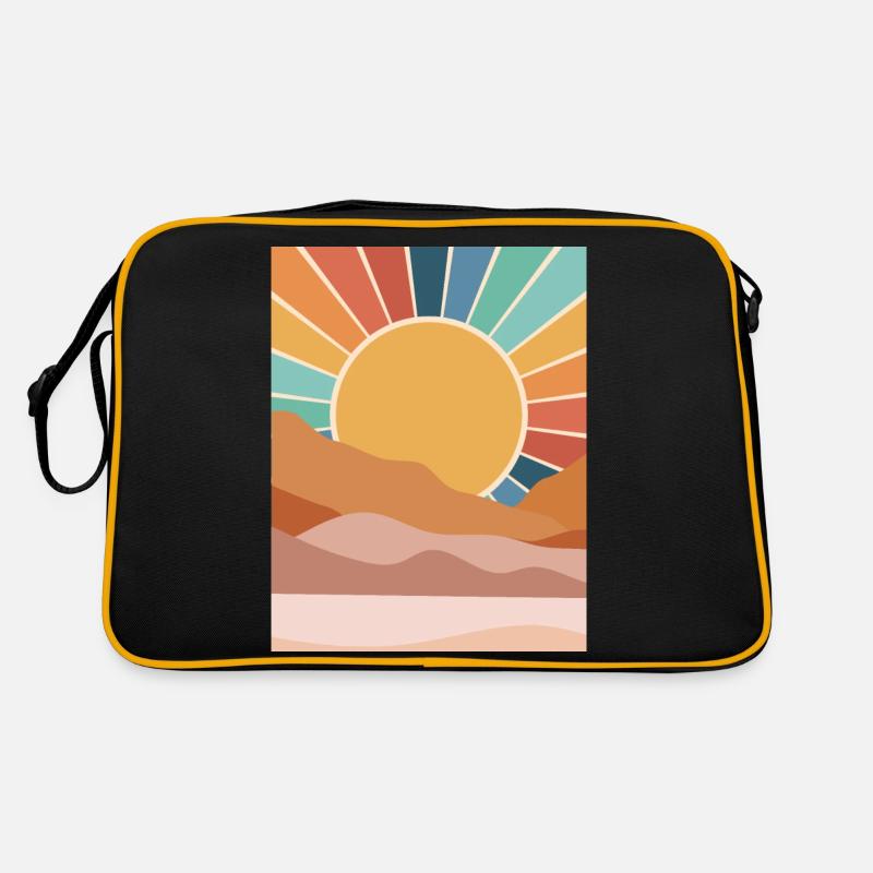 Coucher de soleil dans le désert - Sac Retro - noir/or