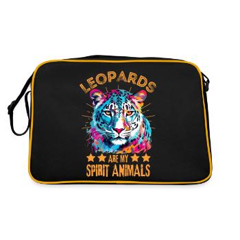 Colorful snow leopard paint splash - Retro Bag - black/gold - Back