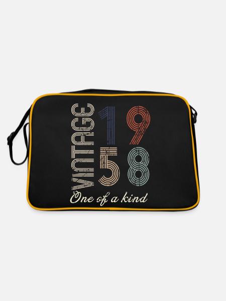66. Geburtstag 1958 - Vintage Retro Geschenkidee - Retro Tasche - Schwarz/Gold - Hinten