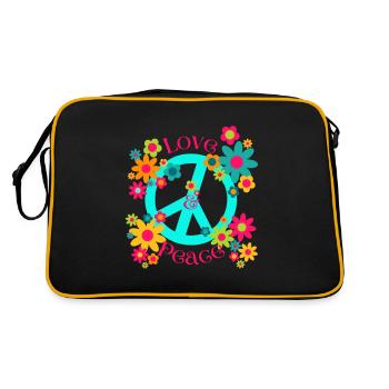LOVE & PEACE - Retro Tasche - Schwarz/Gold - Hinten
