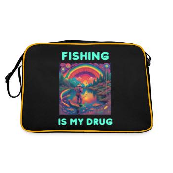 Fishing is my Drug - Retro Tasche - Schwarz/Gold - Hinten