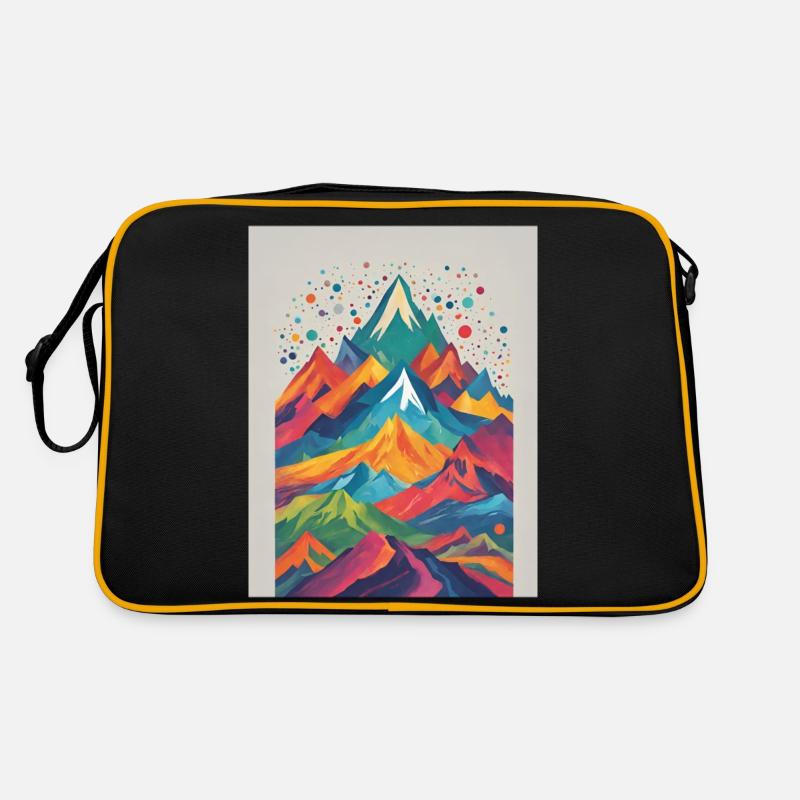 Berge bunt - Retro Tasche - Schwarz/Gold