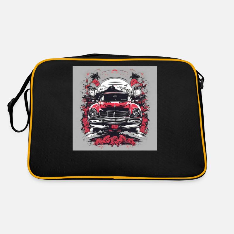 Rotes Auto - Retro Tasche - Schwarz/Gold