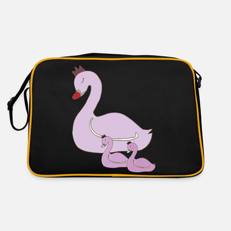 schwan mutter und kinder Retro Tasche