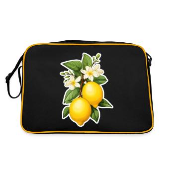 Lemons with blossom - Retro Bag - black/gold - Back