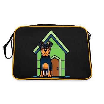 Serious Rottweiler Guarding House - Retro Bag - black/gold - Back
