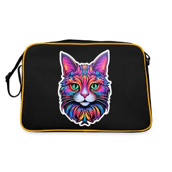 Illustration de chat psychédélique - Sac Retro - noir/or - Dos