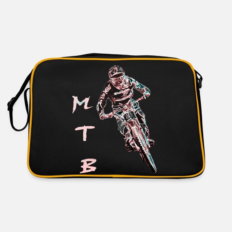 Downhill-Mountainbiken - Retro Tasche - Schwarz/Gold