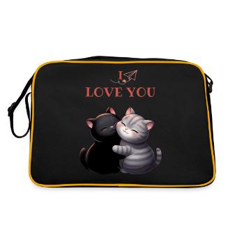 2 chats noir et gris I love you - Sac Retro - noir/or - Dos