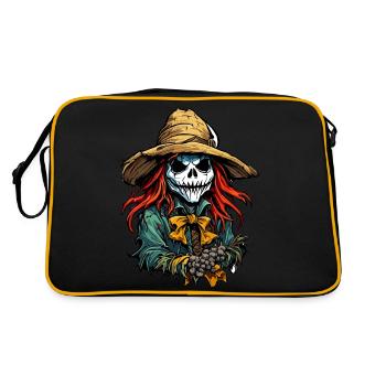 Vogelscheuche / Erntehelfer / Maisfeld / Feld - Retro Tasche - Schwarz/Gold - Hinten