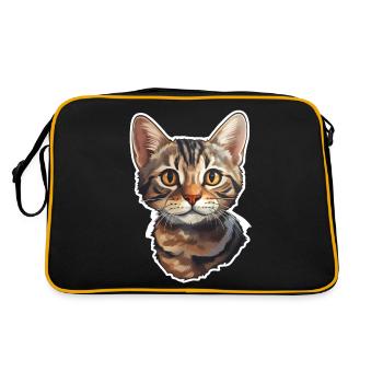 British Shorthair Cat Head - Retro Bag - black/gold - Back