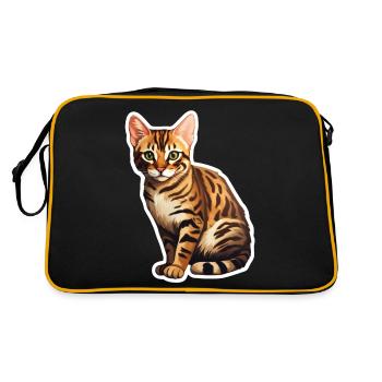 Bengalische Katze - Retro Tasche - Schwarz/Gold - Hinten