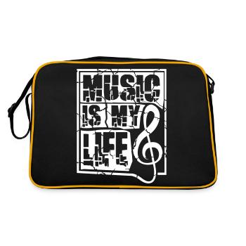 La musique est ma vie Musik ist mein Leben liebe spruch - Sac Retro - noir/or - Dos
