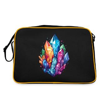 Bunter Kristal, Kunst ausgefallen, für fantasy - Retro Tasche - Schwarz/Gold - Hinten