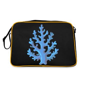 Koralle in Blau - Retro Tasche - Schwarz/Gold - Hinten