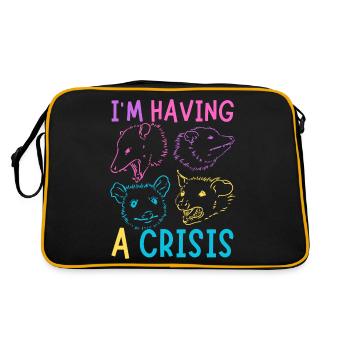 Possum Meme I'm Having A Crisis Opossum - Retro Bag - black/gold - Back