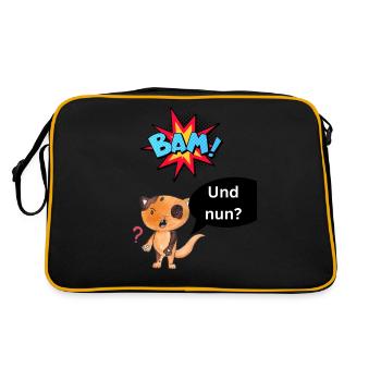 Bäm und nun? - Retro Tasche - Schwarz/Gold - Hinten