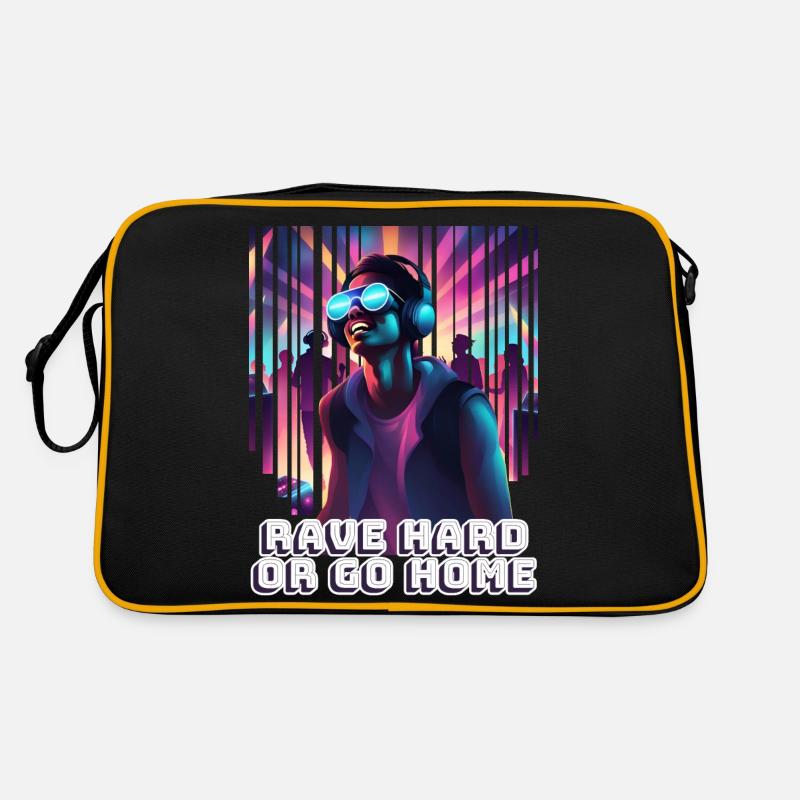 Rave Hard Or Go Home - Sac Retro - noir/or