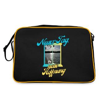 Neuer Tag neue Hoffnung - Retro Tasche - Schwarz/Gold - Hinten
