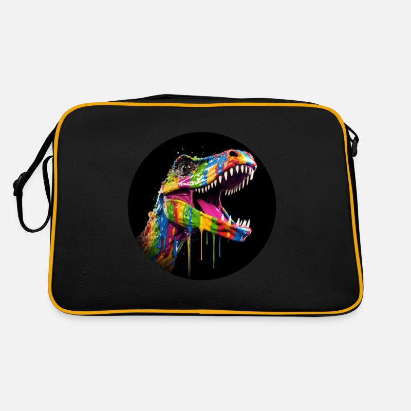T Rex colorful5 - Retro Tasche - Schwarz/Gold