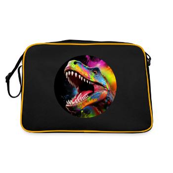 T Rex colorful2 - Retro Tasche - Schwarz/Gold - Hinten