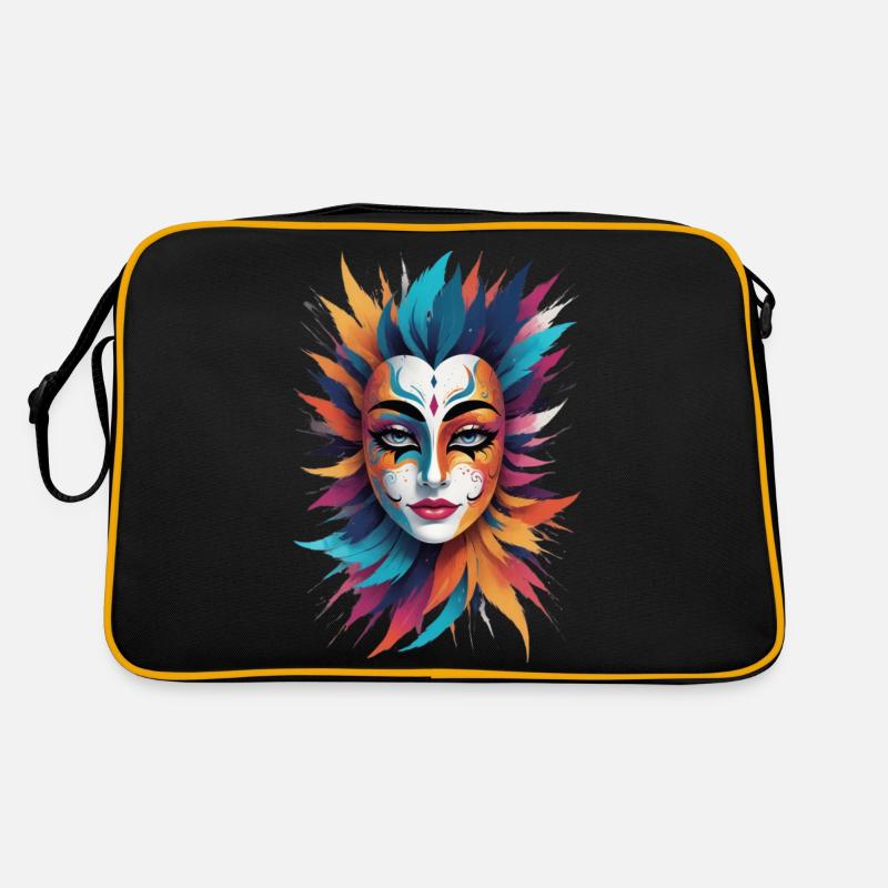 Mask decorated with feather Retro Bag