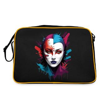 "Chromatic Chic: The Colorful Mask Wearer" - Retro Bag - black/gold - Back