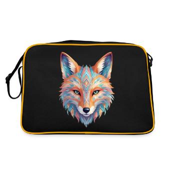 Schöner gestalteter Fuchskopf - Retro Tasche - Schwarz/Gold - Hinten