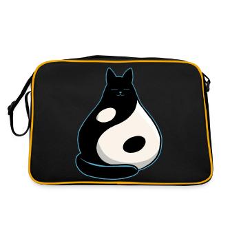 YinYang Katze - Retro Tasche - Schwarz/Gold - Hinten
