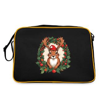 Festive Squirrel - Retro Tasche - Schwarz/Gold - Hinten