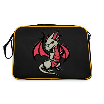 drache comic - Retro Tasche - Schwarz/Gold - Hinten