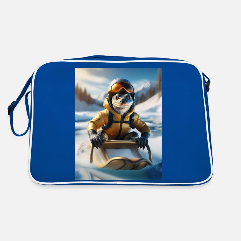 A lizard on a sleigh ride Retro Bag