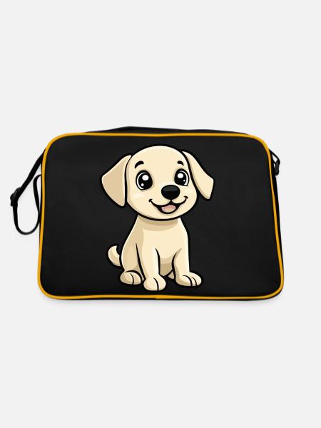 Labrador Chien Bande Dessinée Mignon - Sac Retro - noir/or - Dos
