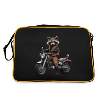 Raccoon biker - Retro Bag - black/gold - Back
