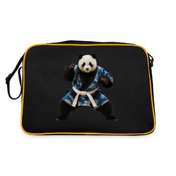 Sportlicher Panda - Retro Tasche - Schwarz/Gold - Hinten