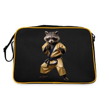 Sports raccoon - Retro Bag - black/gold - Back