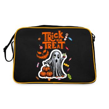 Trick or Treat - Funny Halloween Ghost - Retro Tasche - Schwarz/Gold - Hinten