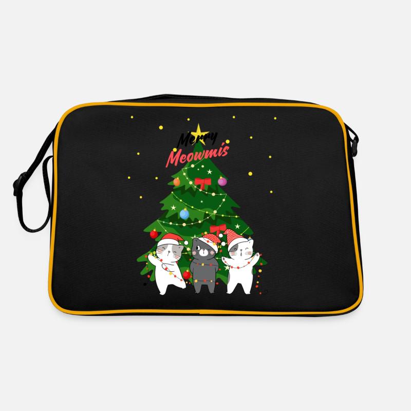 Merry Meowmis - Drôle de chat décorant un arbre de Noël Sac Retro