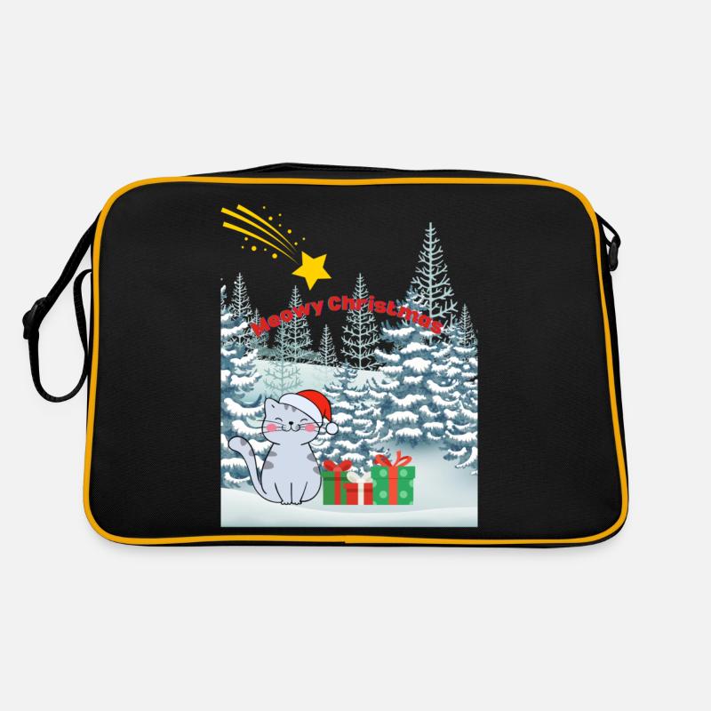 Chat dans un paysage de Noël romantique Sac Retro