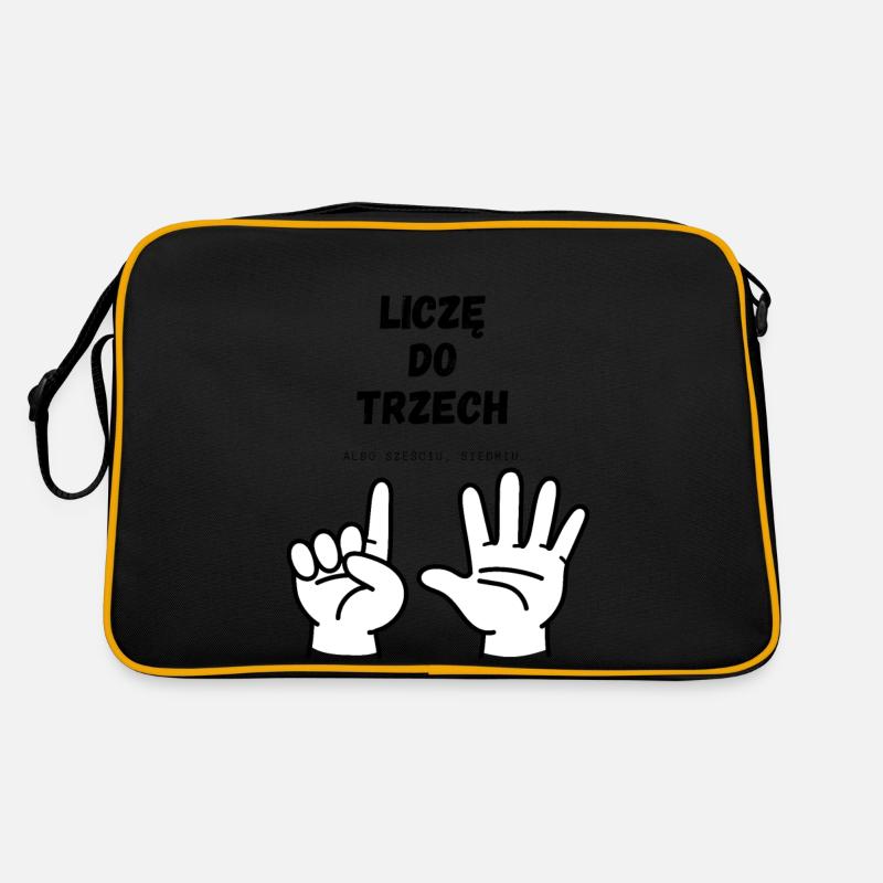 Ich zähle bis drei - Retro Tasche - Schwarz/Gold