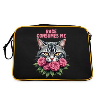 Rage Consumes Me Funny Catflower - Retro Bag - black/gold - Back