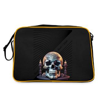 Hand Made Skull Ahead - Retro Tasche - Schwarz/Gold - Hinten