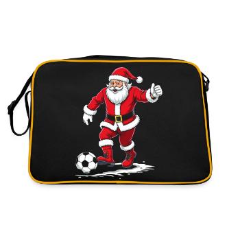 Fussballer - Weihnachten auf dem Feld - Retro Tasche - Schwarz/Gold - Hinten