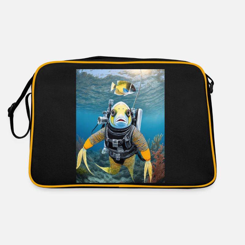 Fish in a diving suit 3 - Retro Bag - black/gold