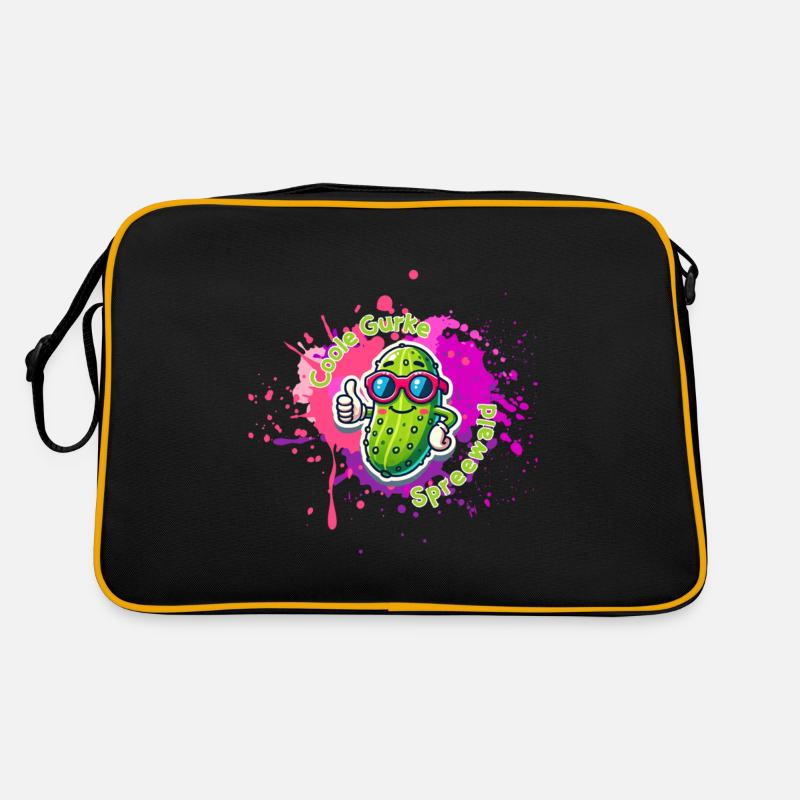 Coole Gurke Spreewald - Retro Tasche - Schwarz/Gold