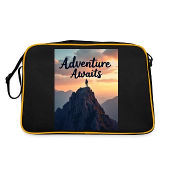 Das Abenteuer wartet - Retro Tasche - Schwarz/Gold - Hinten