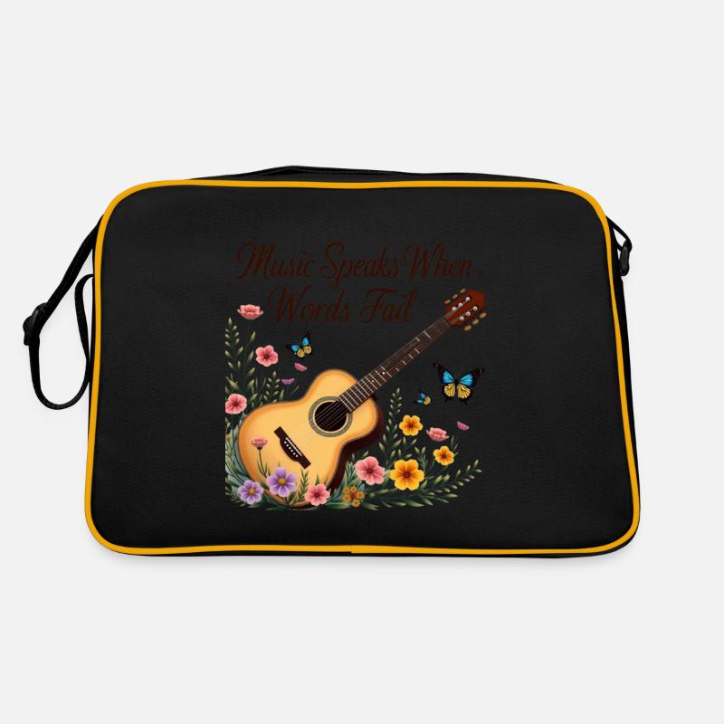 Music speaks when words can't - Retro Bag - black/gold