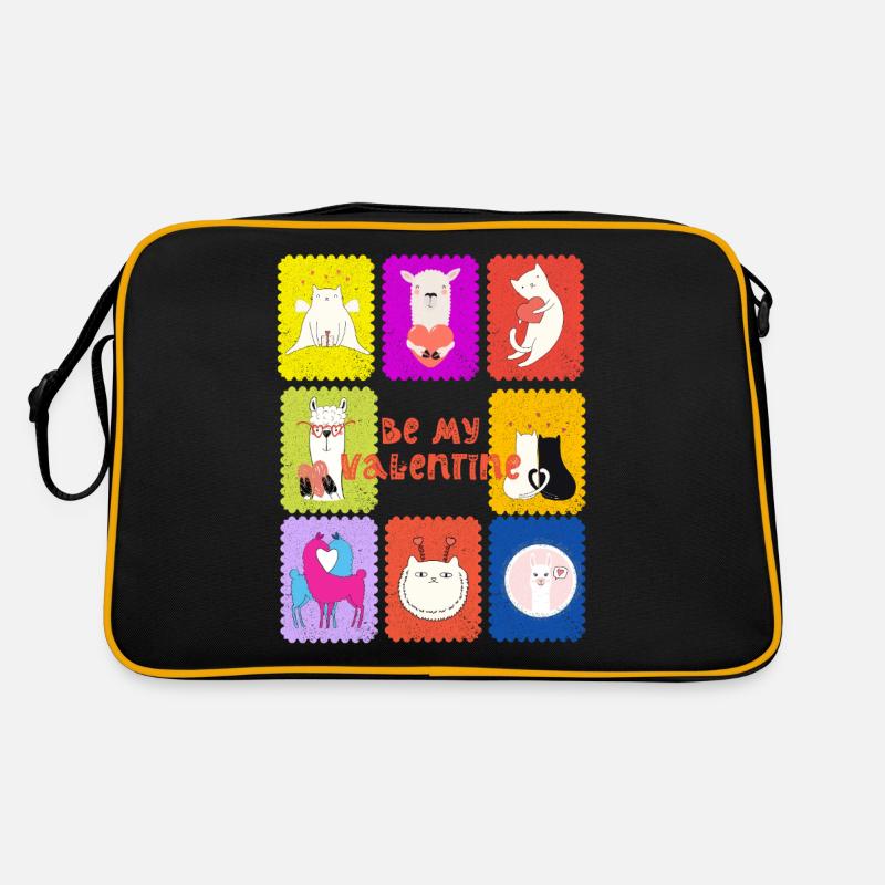 Pattes et cœurs : des animaux mignons pour la Saint-Valentin - Sac Retro - noir/or