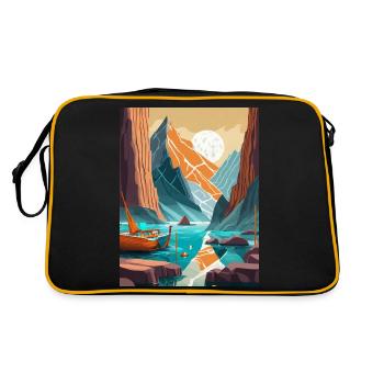 Berge in Asien - Retro Tasche - Schwarz/Gold - Hinten